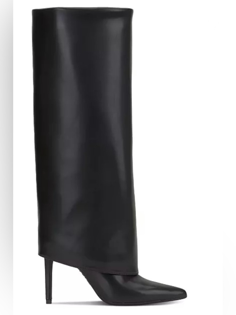 INC International Concepts Tall Black Faux Leather Pointed-Toe Stiletto Boots - Picture 2 of 16